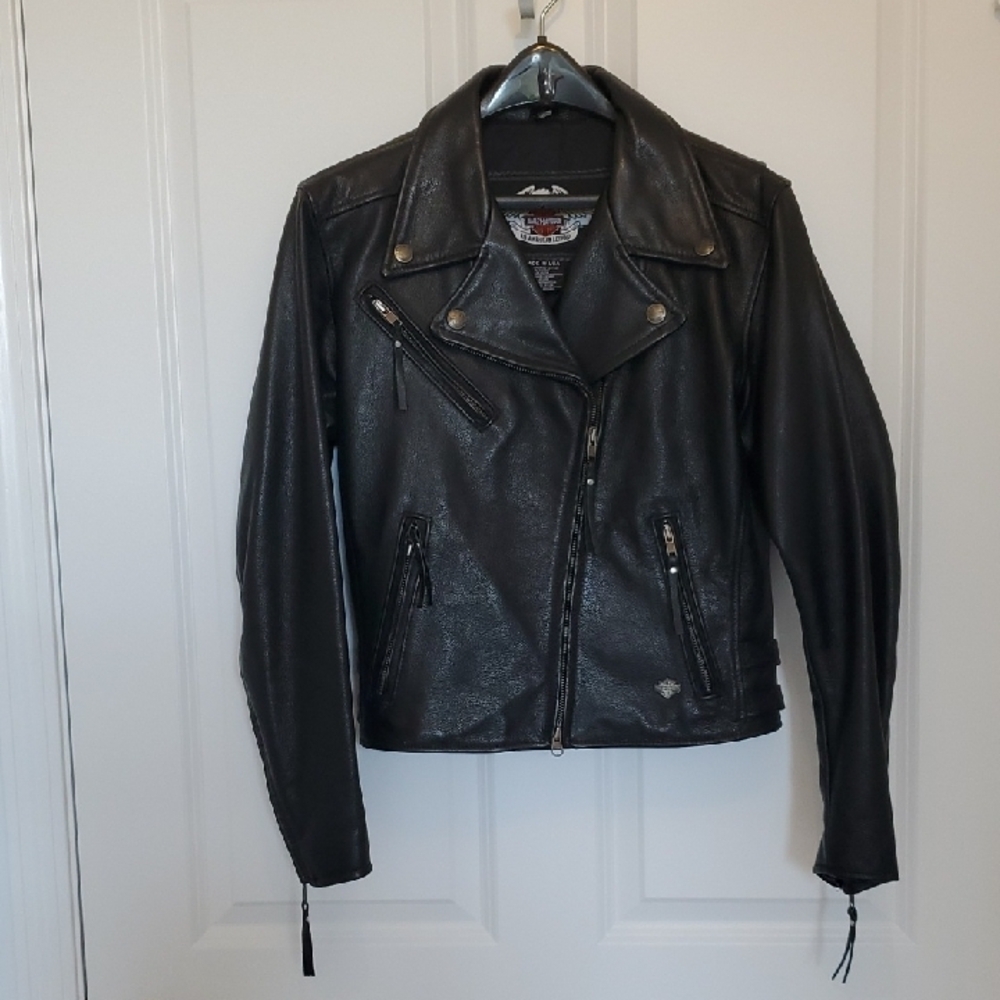 "HARLEY DAVIDSON" Black Leather Jacket  Size M